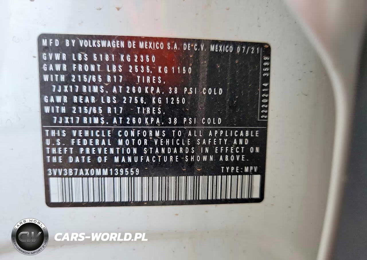 2021 Volkswagen Tiguan Se VIN:3VV3B7AX0MM139559 - 13