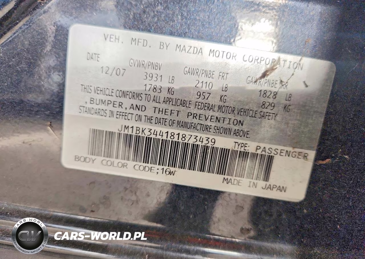 2008 Mazda 3 Hatchback VIN:JM1BK344181873439 - 12