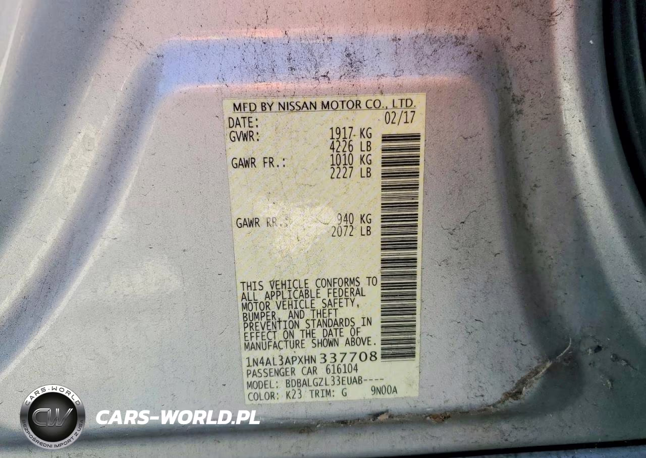 2017 Nissan Altima 2.5 S VIN:1N4AL3APXHN337708 - 12