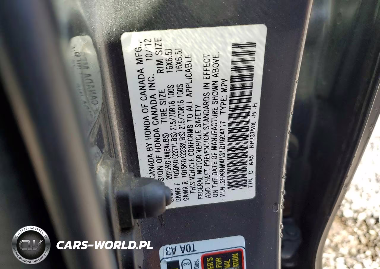 2013 Honda Cr-V Lx VIN:2HKRM4H31DH604117 - 13