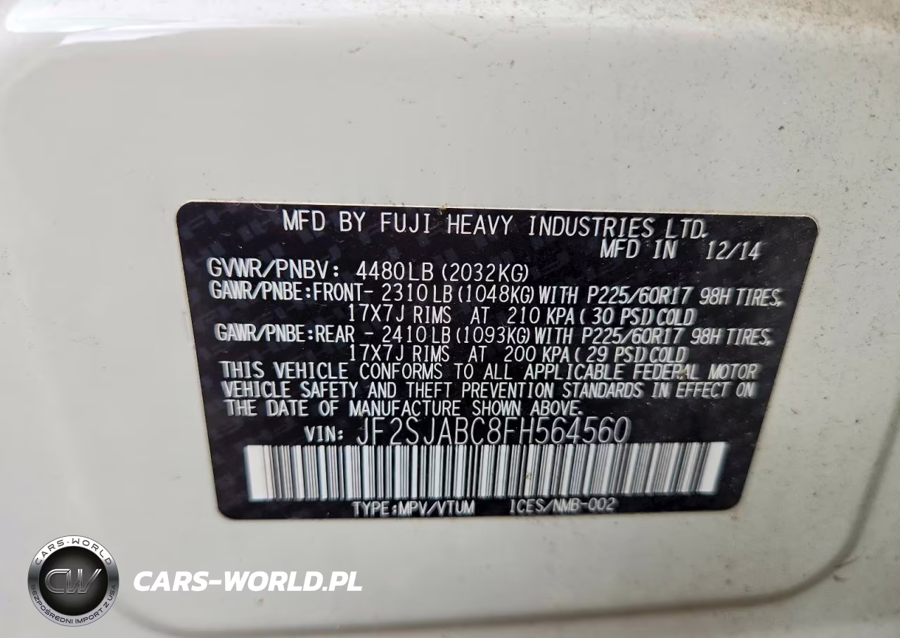 2015 Subaru Forester 2.5I VIN:JF2SJABC8FH564560 - 13