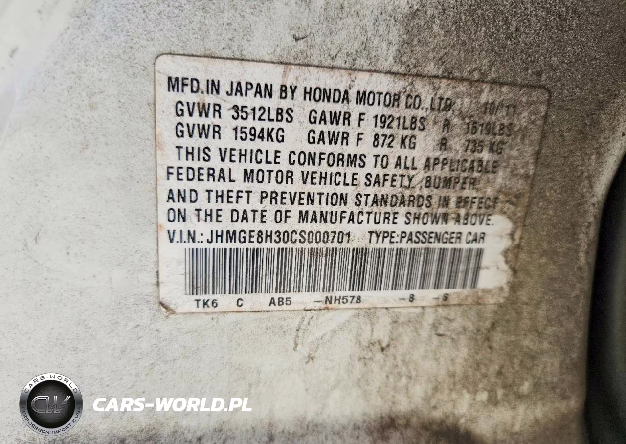 2012 Honda Fit VIN:JHMGE8H30CS000701 - 12