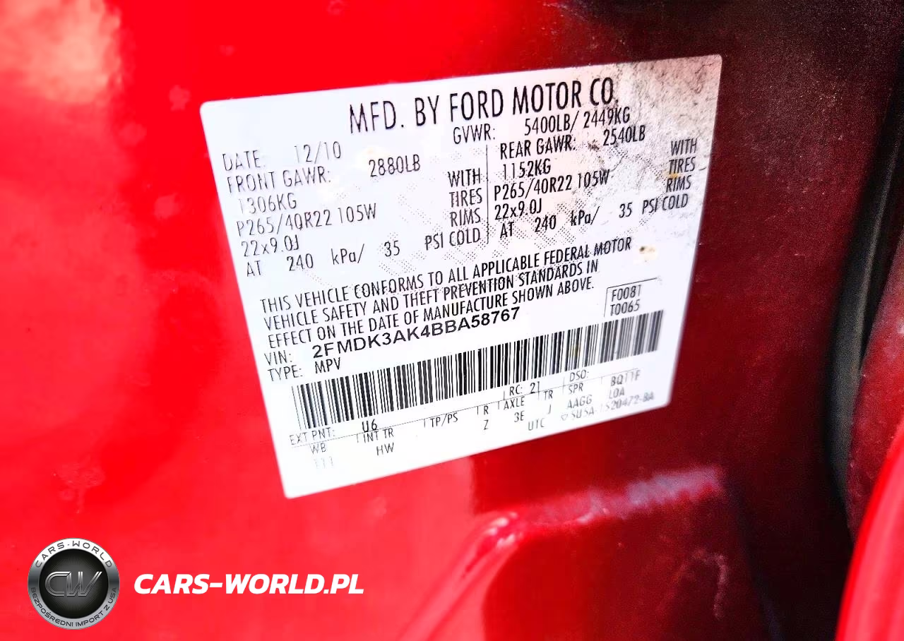 2011 Ford Edge Sport VIN:2FMDK3AK4BBA58767 - 13