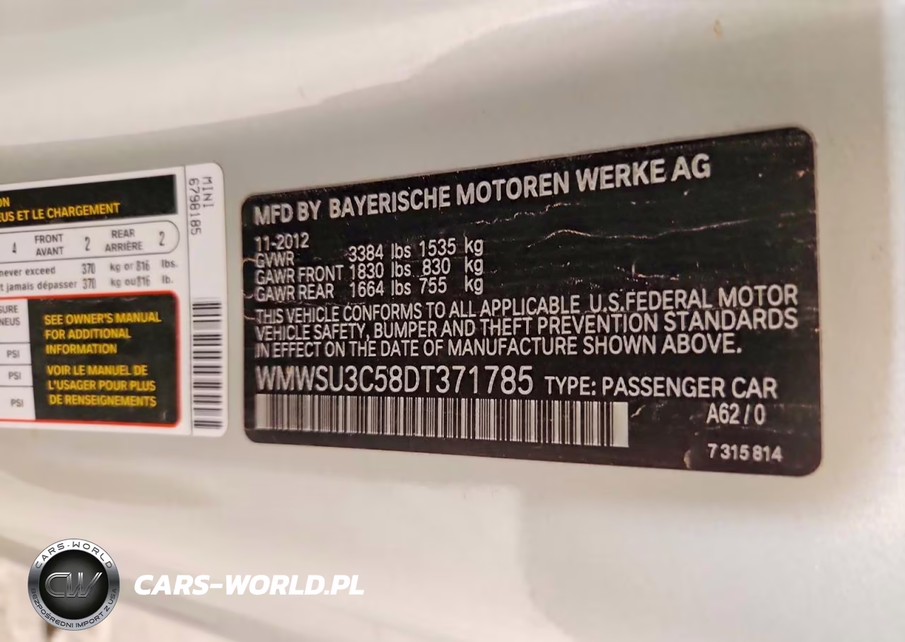 2013 Mini Cooper VIN:WMWSU3C58DT371785 - 12