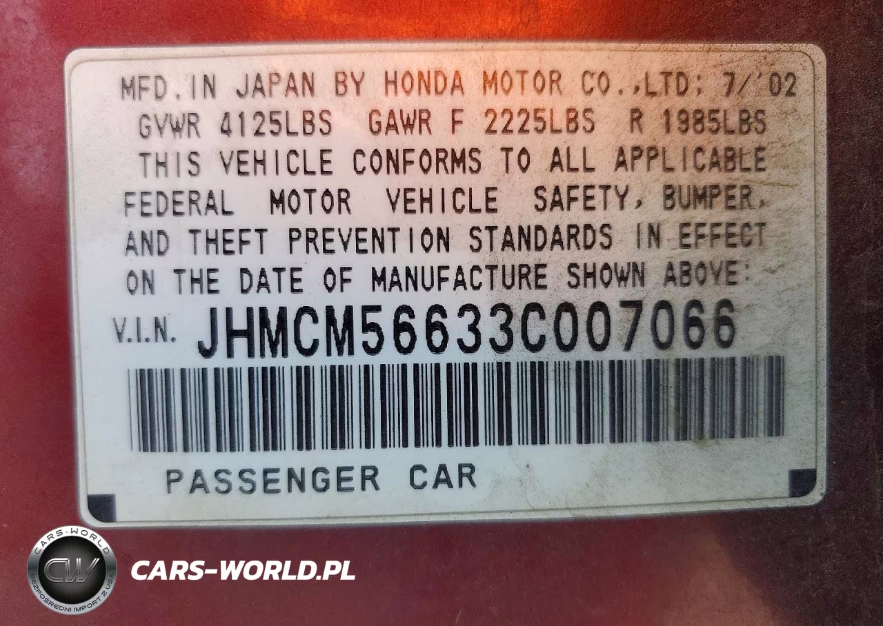 2003 Honda Accord Ex VIN:JHMCM56633C007066 - 12