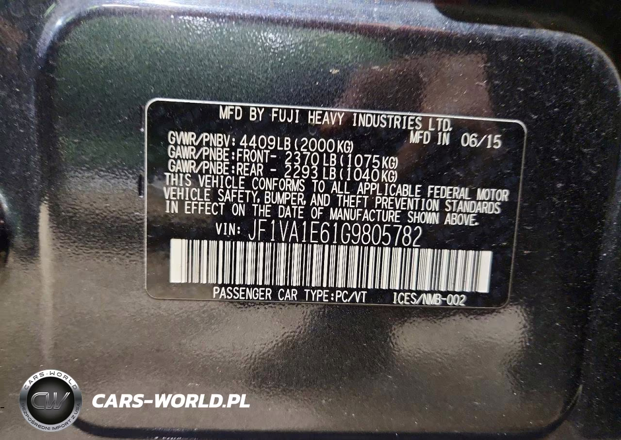 2016 Subaru Wrx Premium VIN:JF1VA1E61G9805782 - 12