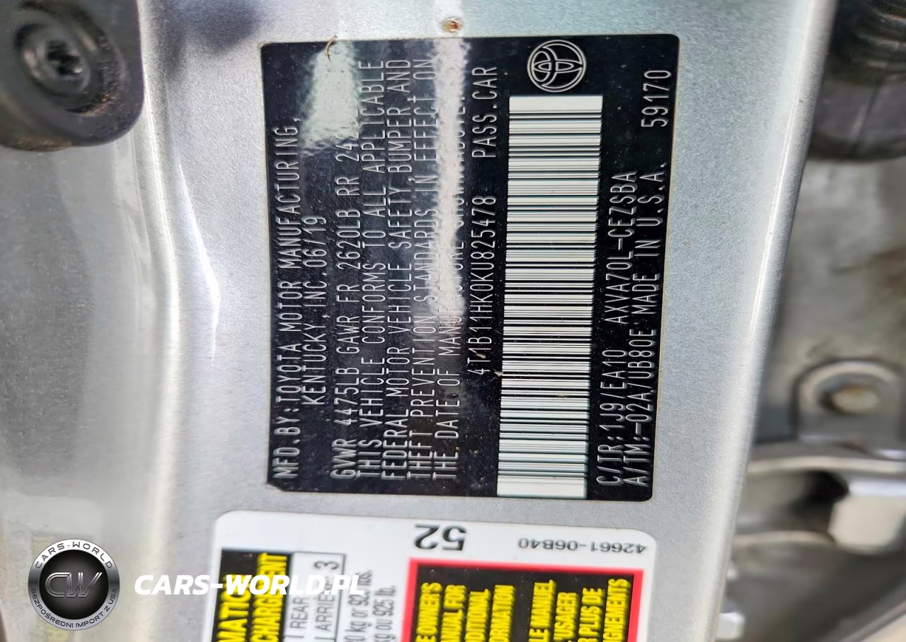 2019 Toyota Camry Se VIN:4T1B11HK0KU825478 - 13
