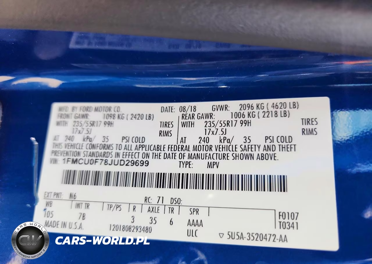 2018 Ford Escape S VIN:1FMCU0F78JUD29699 - 13