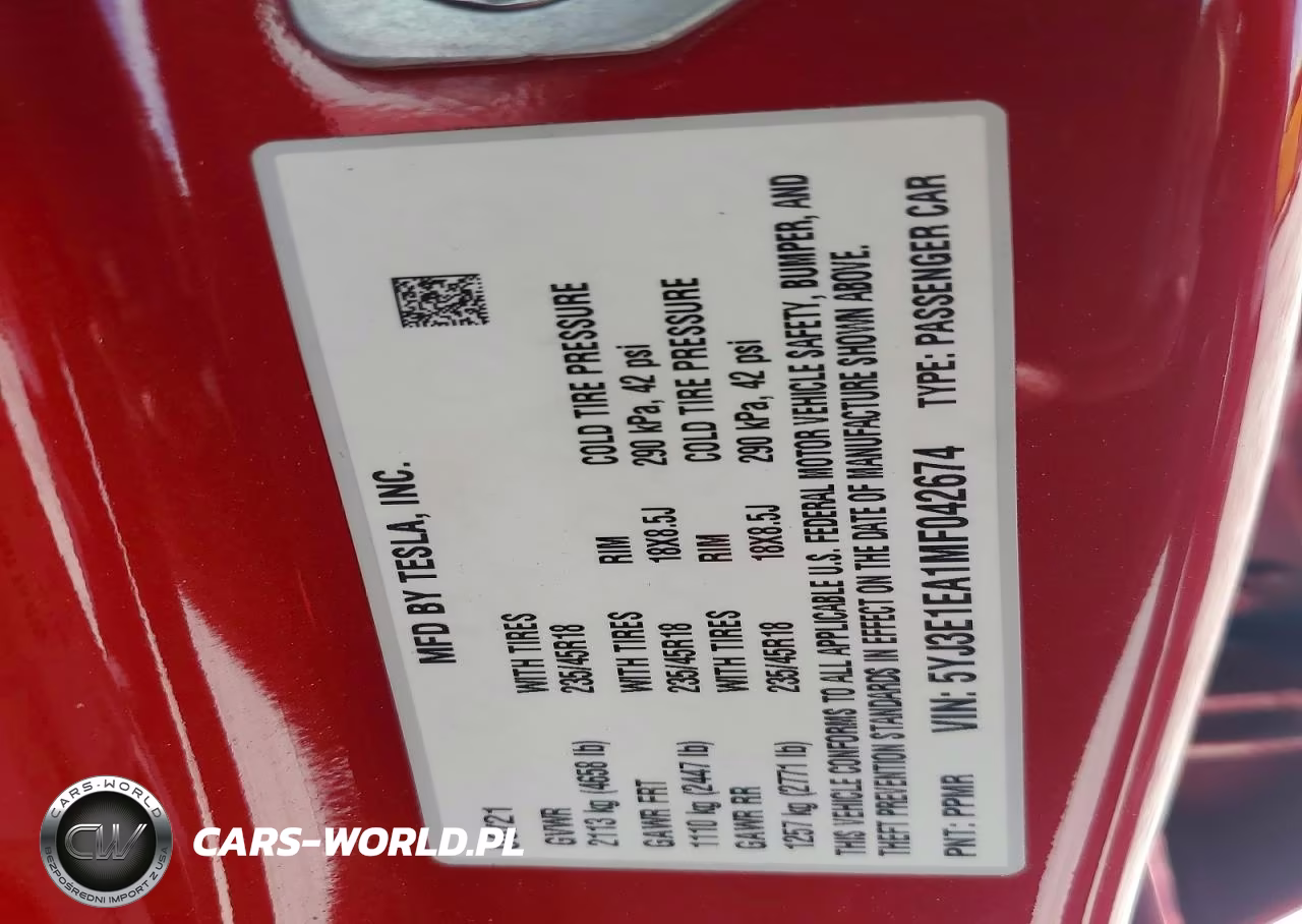 2021 Tesla Model 3 VIN:5YJ3E1EA1MF042674 - 13