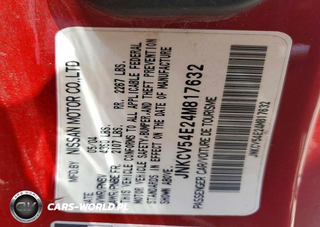 2004 Infiniti G35 Base VIN:JNKCV54E24M817632 - 13