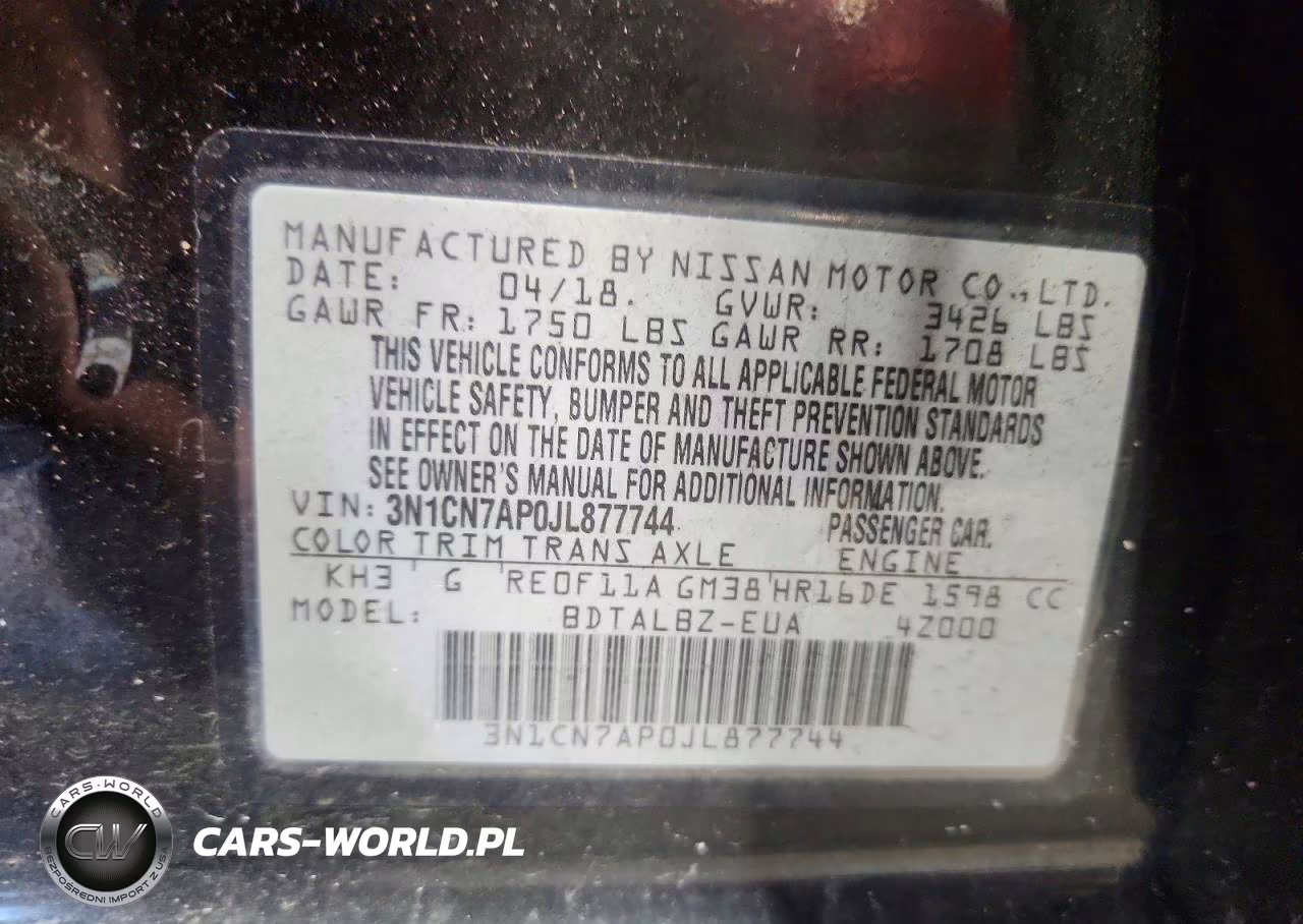 2018 Nissan Versa Sv VIN:3N1CN7AP0JL877744 - 13