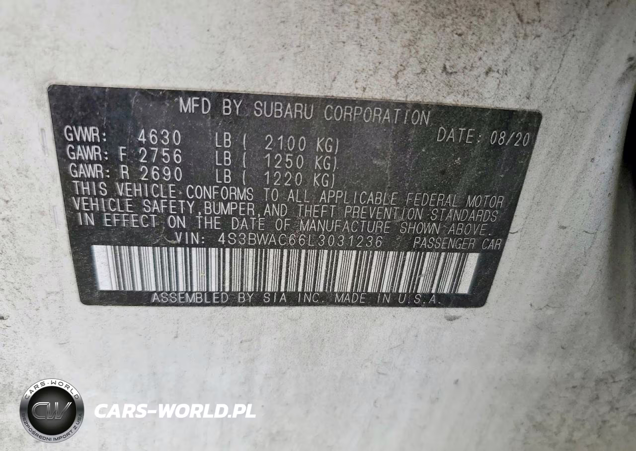 2020 Subaru Legacy Premium VIN:4S3BWAC66L3031236 - 12