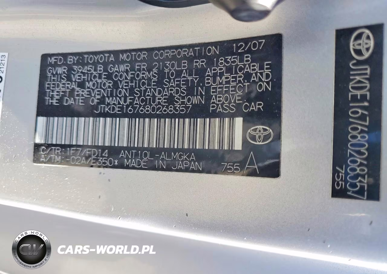2008 Scion Tc Base VIN:JTKDE167680268357 - 12