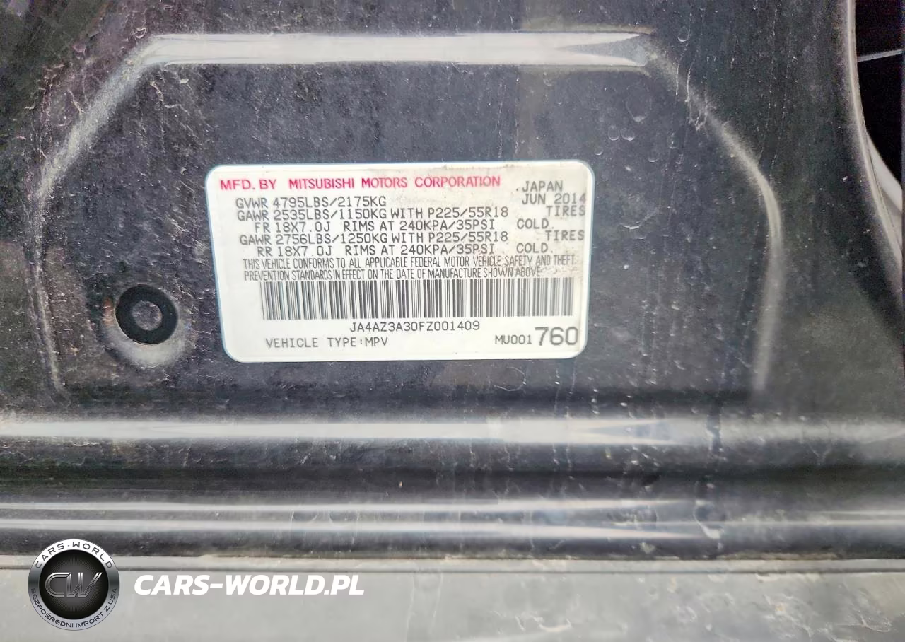 2015 Mitsubishi Outlander Se VIN:JA4AZ3A30FZ001409 - 12