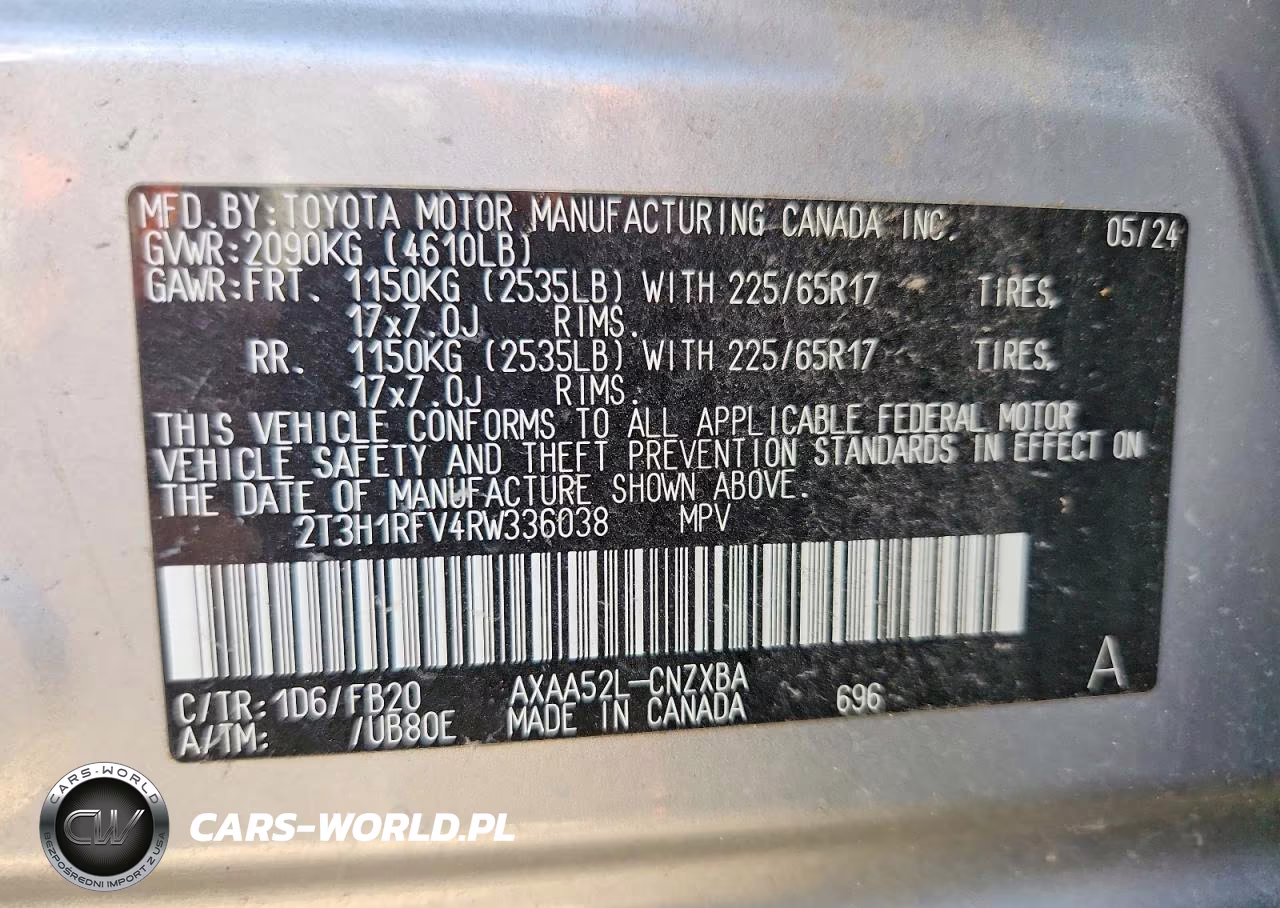2024 Toyota Rav4 Le VIN:2T3H1RFV4RW336038 - 13