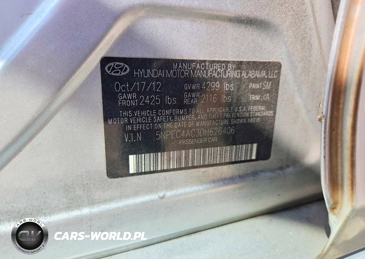 2013 Hyundai Sonata Limited VIN:5NPEC4AC3DH626406 - 12