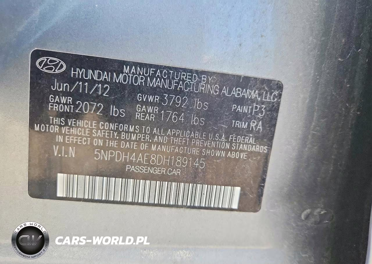 2013 Hyundai Elantra Gls VIN:5NPDH4AE8DH189145 - 12