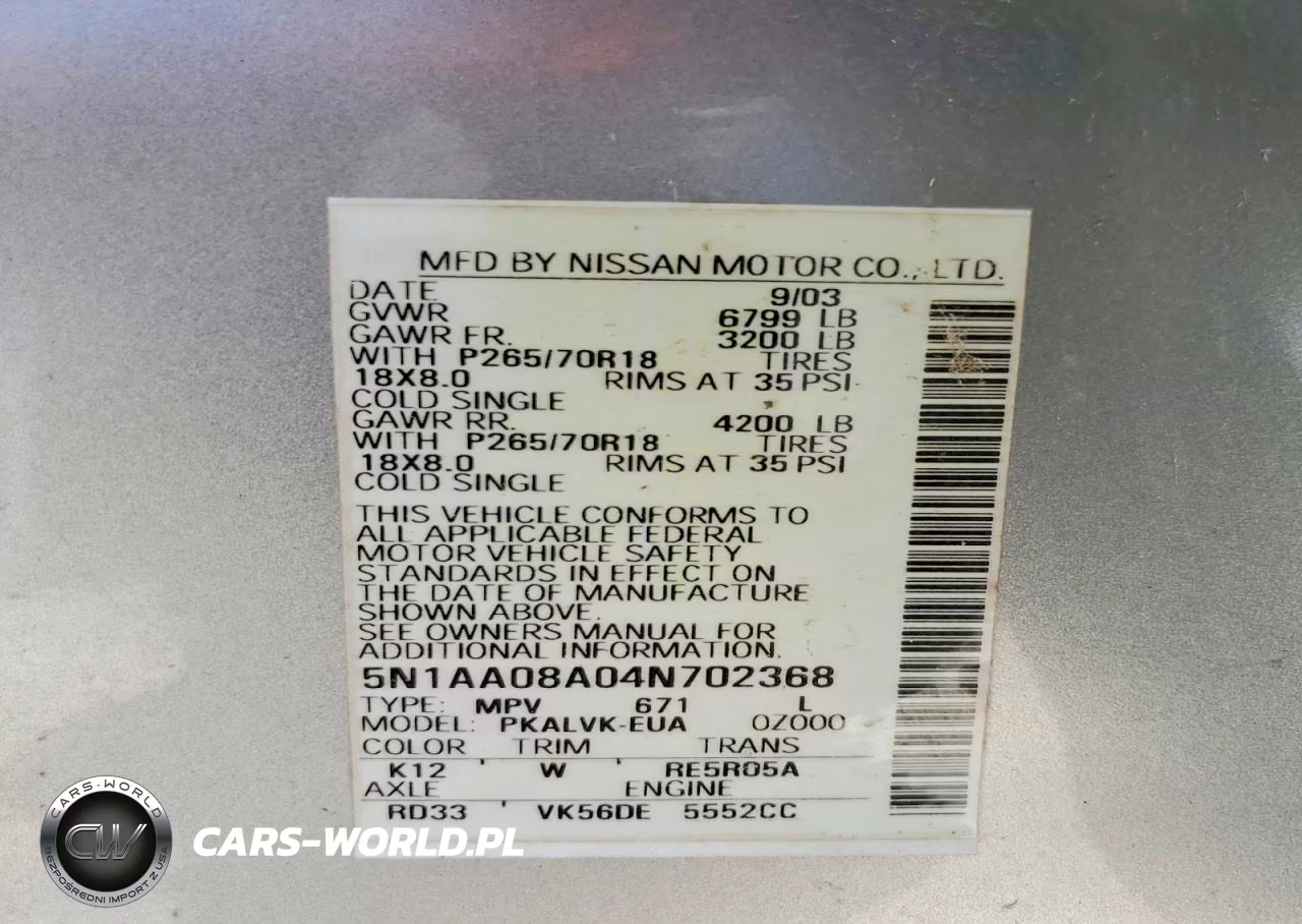 2004 Nissan Armada Se VIN:5N1AA08A04N702368 - 14