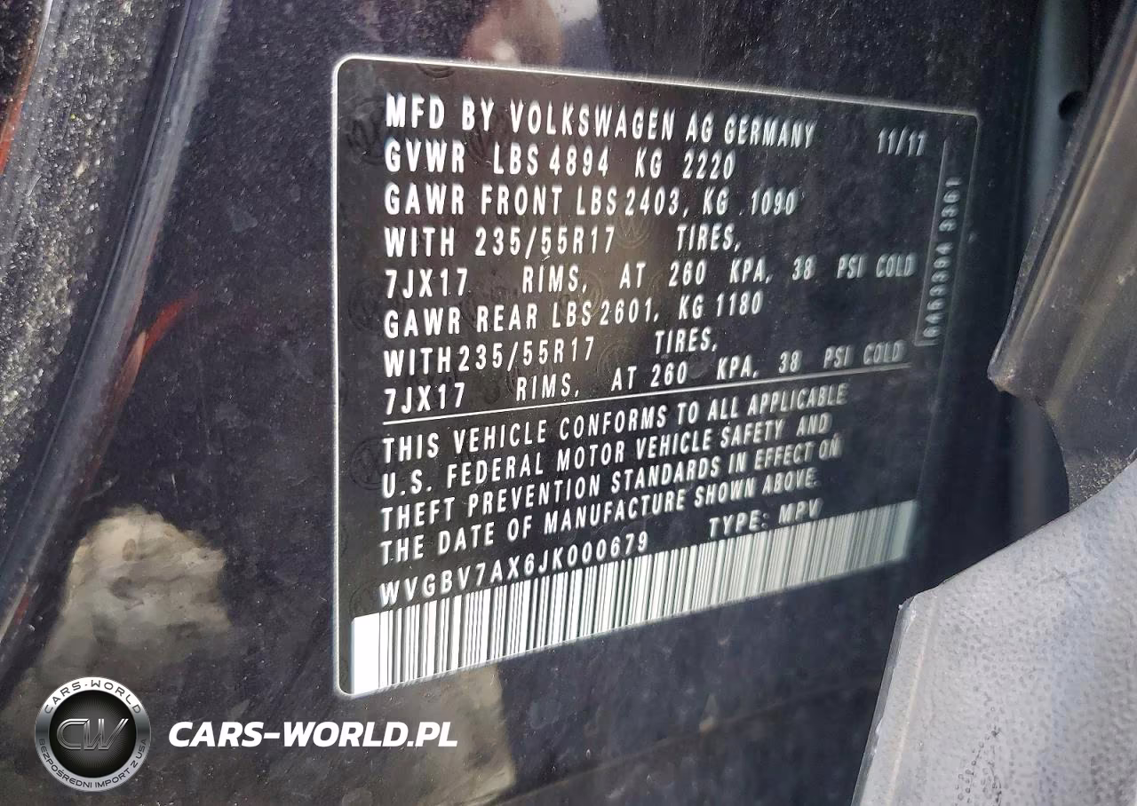 2018 Volkswagen Tiguan Limited VIN:WVGBV7AX6JK000679 - 13