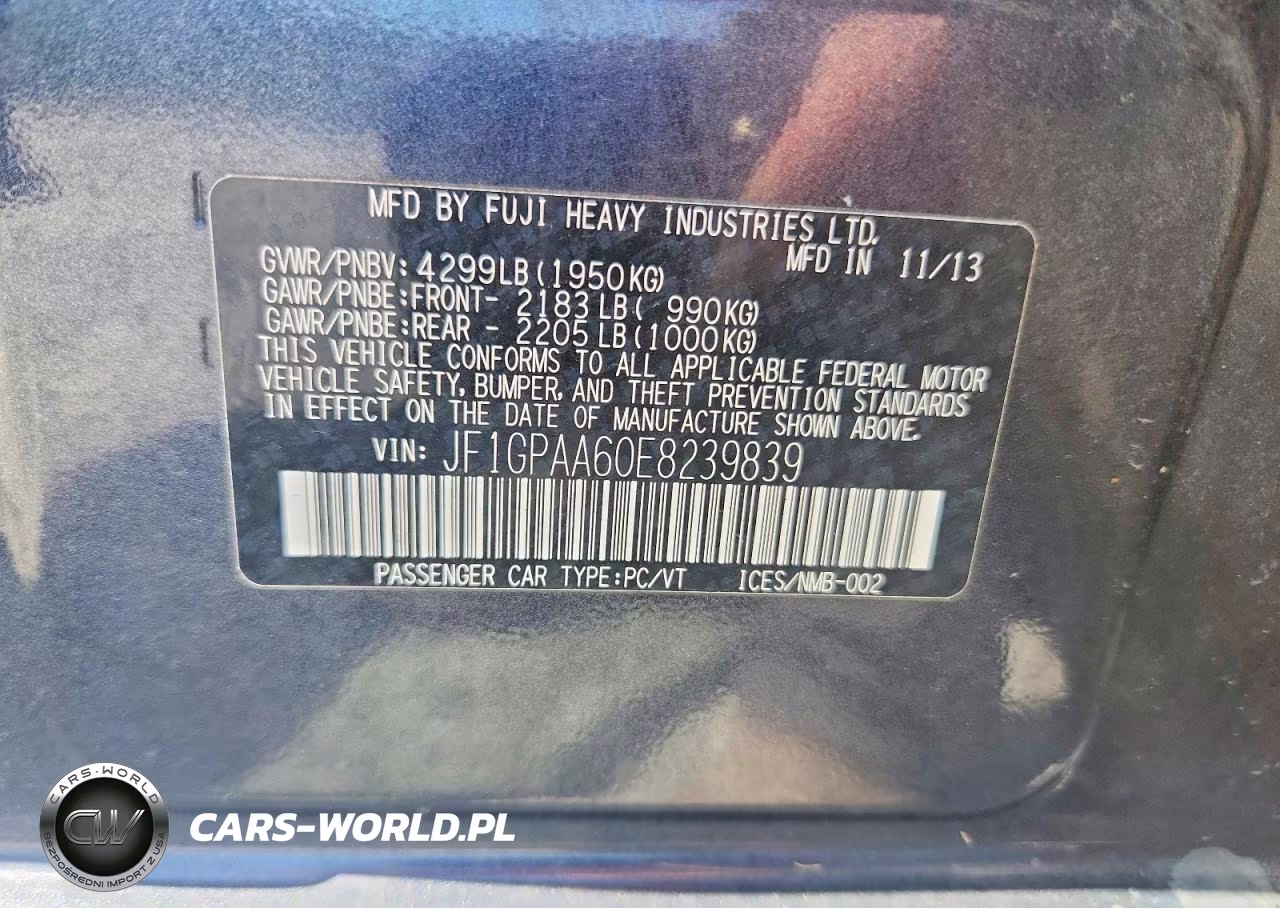 2014 Subaru Impreza VIN:JF1GPAA60E8239839 - 12