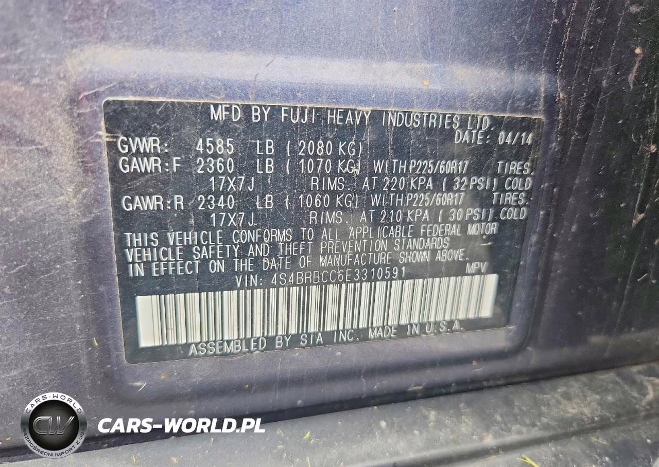 2014 Subaru Outback 2.5I Premium VIN:4S4BRBCC6E3310591 - 13
