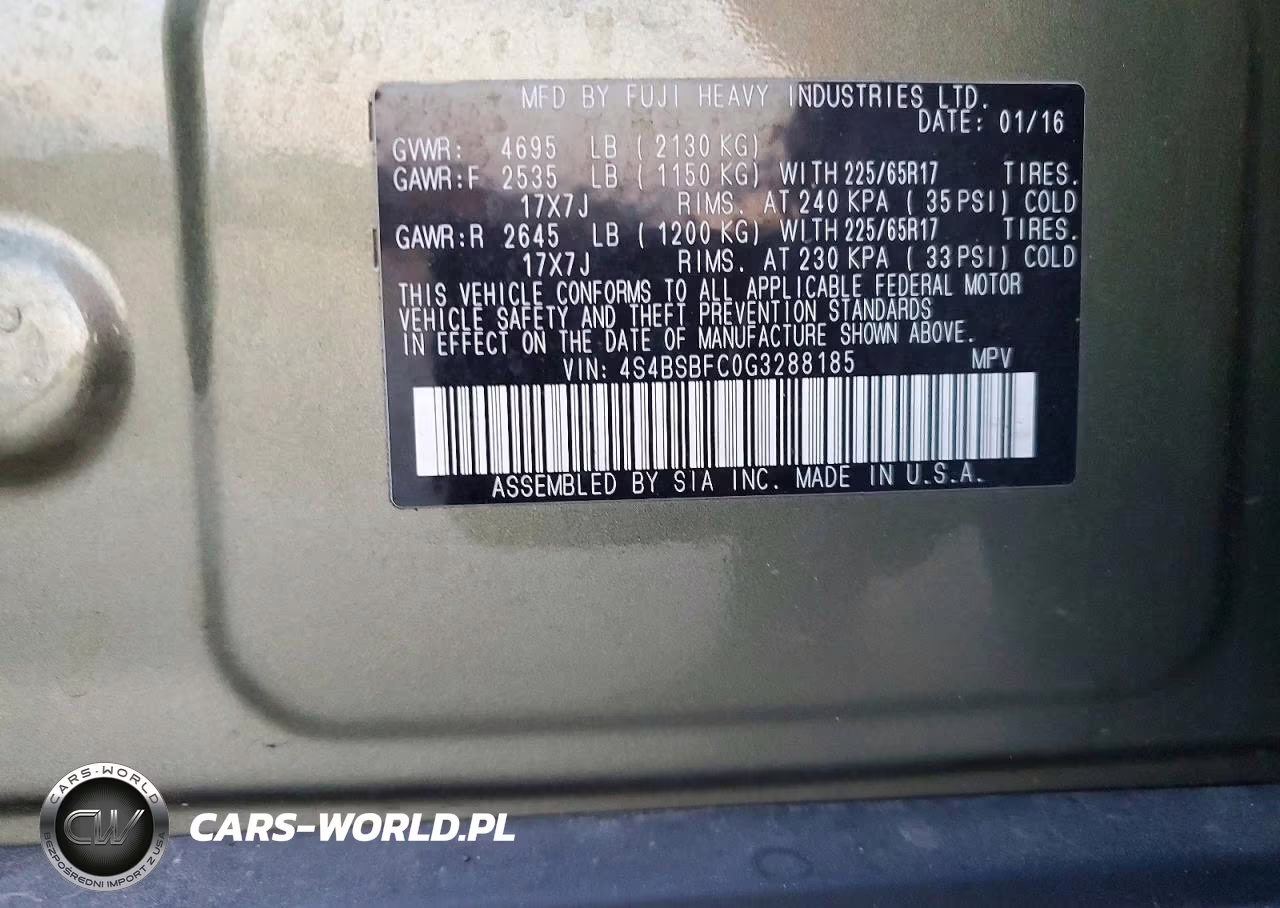 2016 Subaru Outback 2.5I Premium VIN:4S4BSBFC0G3288185 - 13