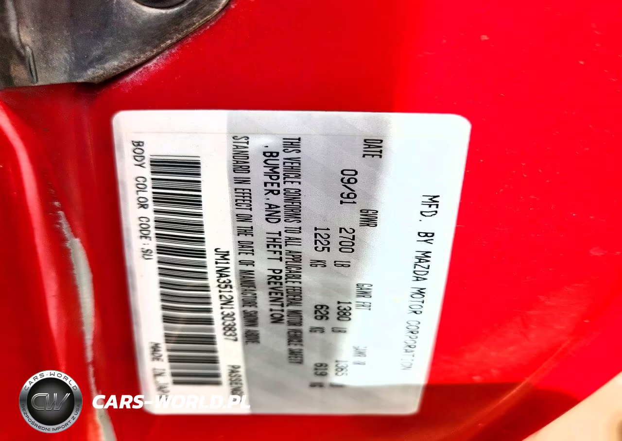 1992 Mazda Mx-5 Miata VIN:JM1NA3512N1303837 - 12