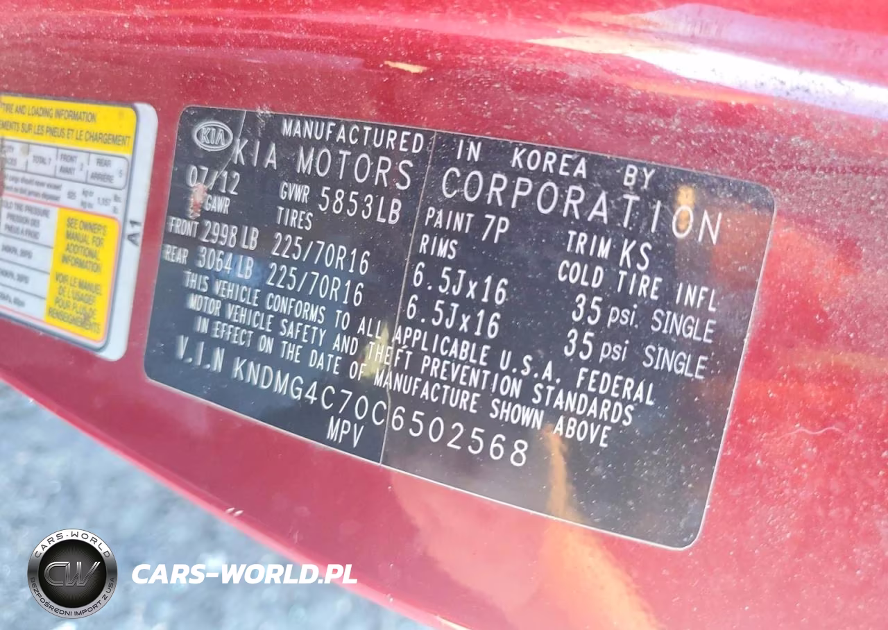 2012 Kia Sedona Lx VIN:KNDMG4C70C6502568 - 13