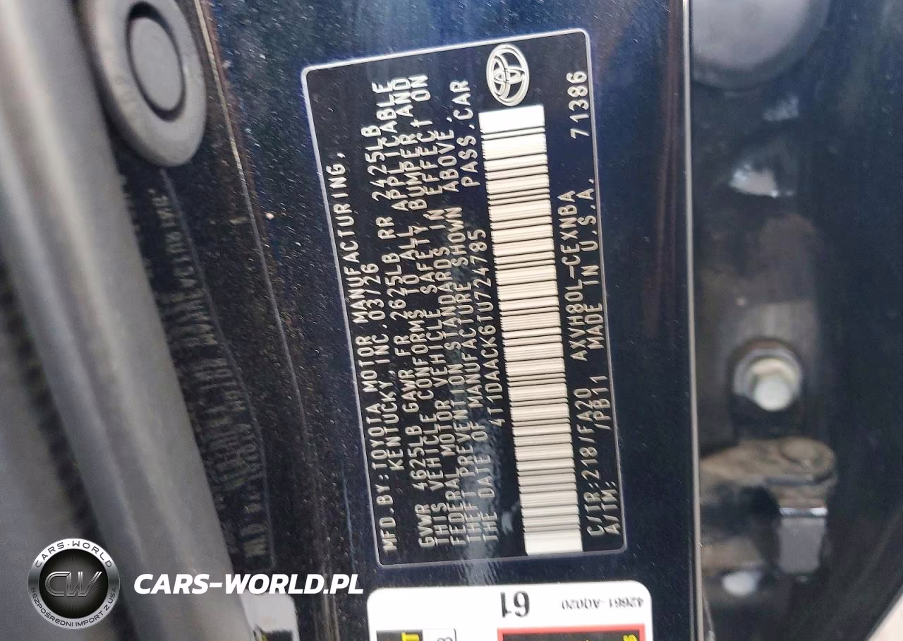 2026 Toyota Camry Le VIN:4T1DAACK6TU724785 - 12