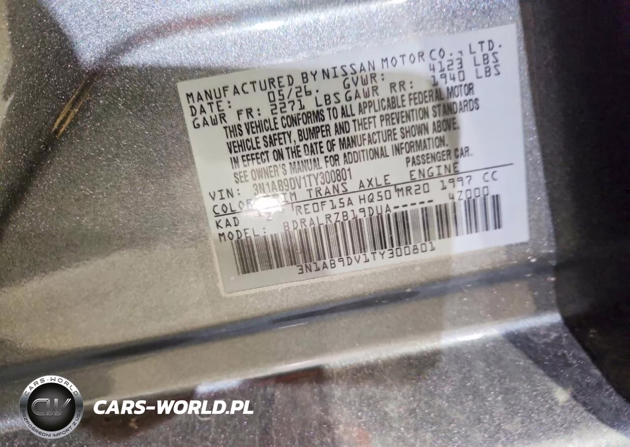 2026 Nissan Sentra Sr VIN:3N1AB9DV1TY300801 - 12
