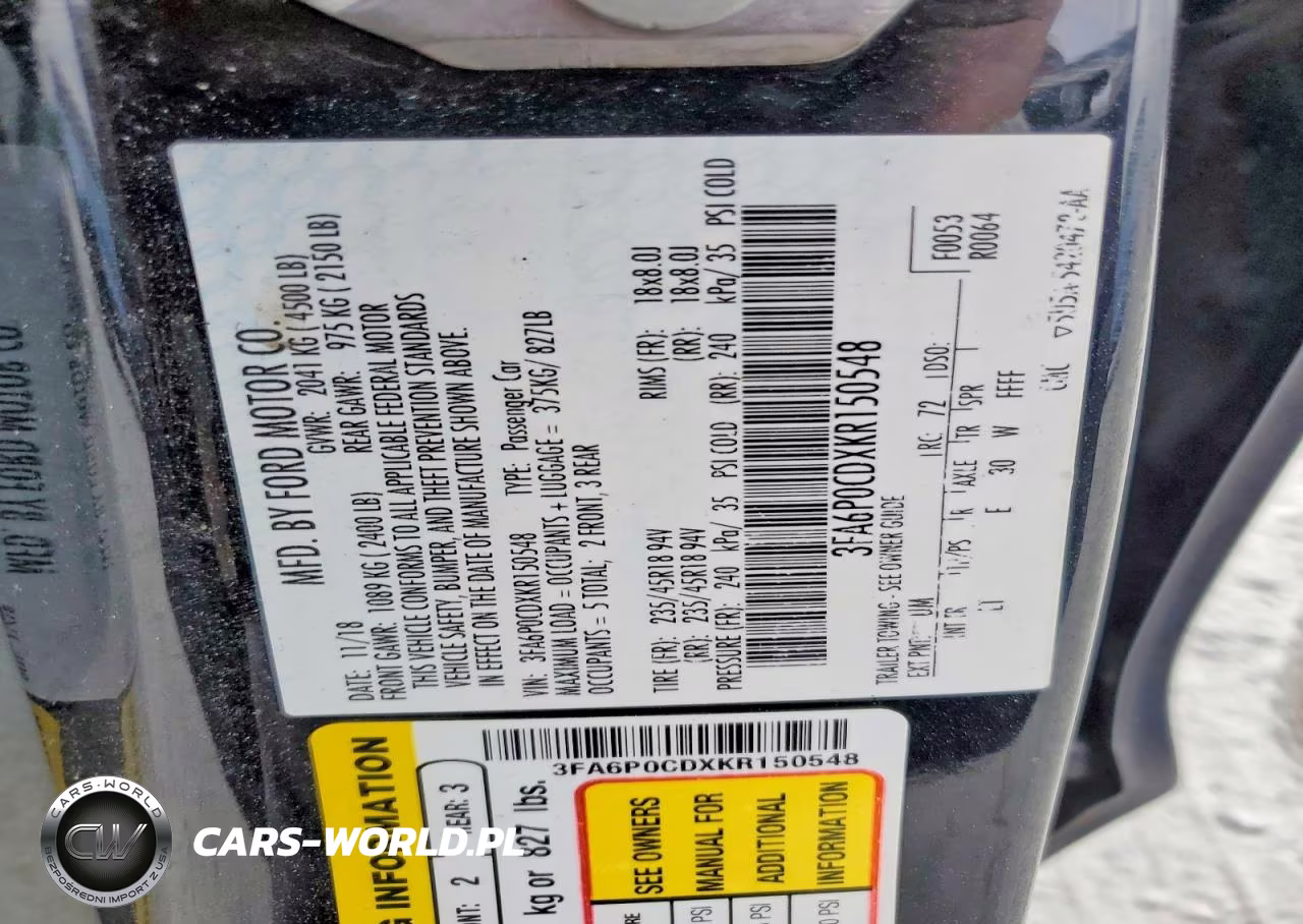 2019 Ford Fusion Sel VIN:3FA6P0CDXKR150548 - 12