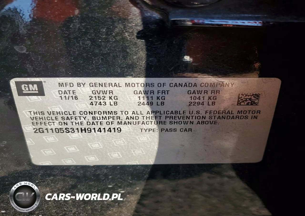 2017 Chevrolet Impala Lt VIN:2G1105S31H9141419 - 12