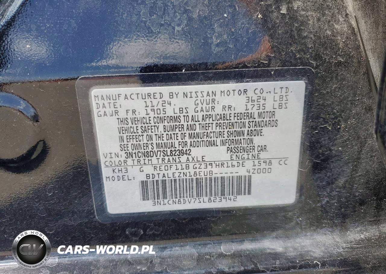 2025 Nissan Versa S VIN:3N1CN8DV7SL823942 - 12