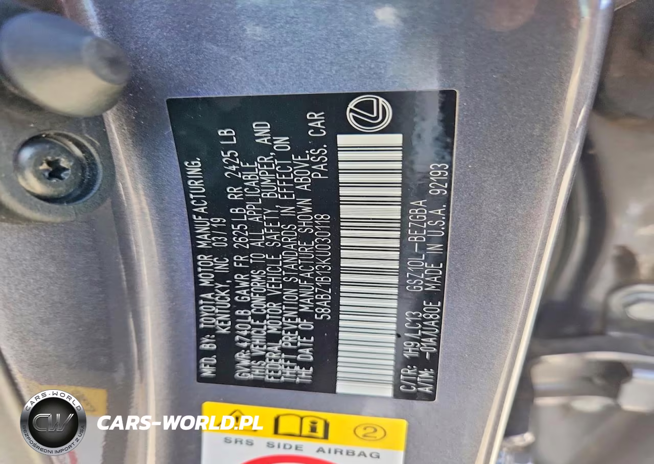 2019 Lexus Es 350 VIN:58ABZ1B13KU030118 - 12