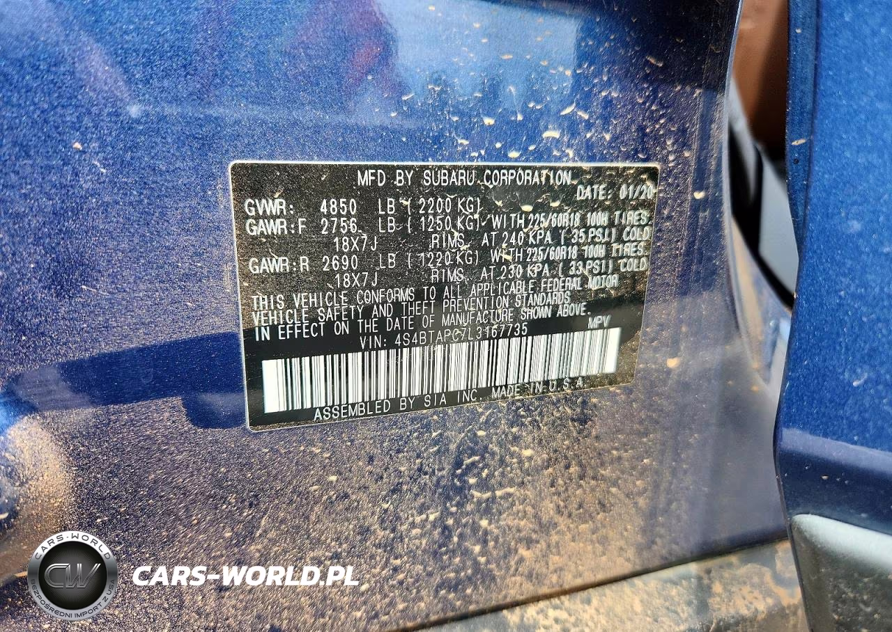 2020 Subaru Outback Touring VIN:4S4BTAPC7L3167735 - 12