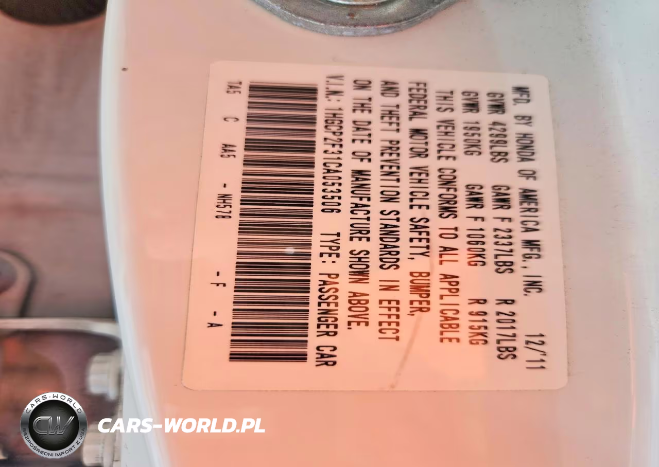 2012 Honda Accord Lx VIN:1HGCP2F31CA053506 - 13