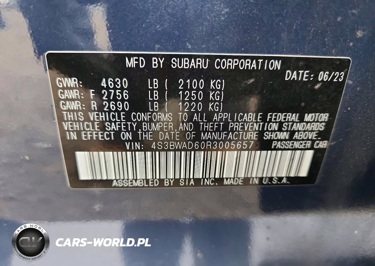 2024 Subaru Legacy Premium VIN:4S3BWAD60R3005657 - 12