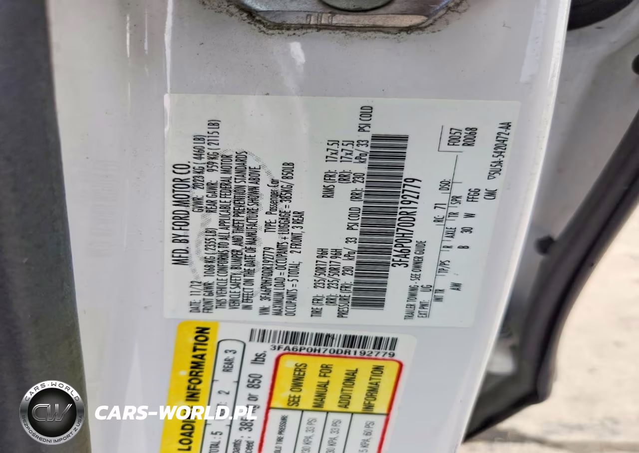 2013 Ford Fusion Se VIN:3FA6P0H70DR192779 - 12