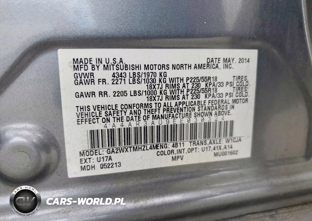 2014 Mitsubishi Outlander Sport Es VIN:4A4AR3AU9EE030324 - 13