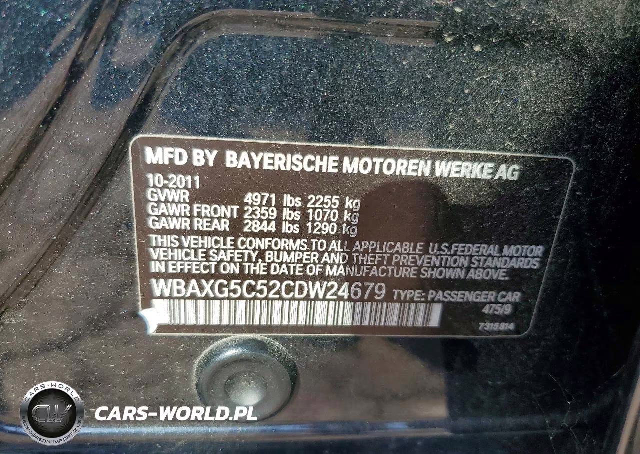 2012 BMW 528 I VIN:WBAXG5C52CDW24679 - 12
