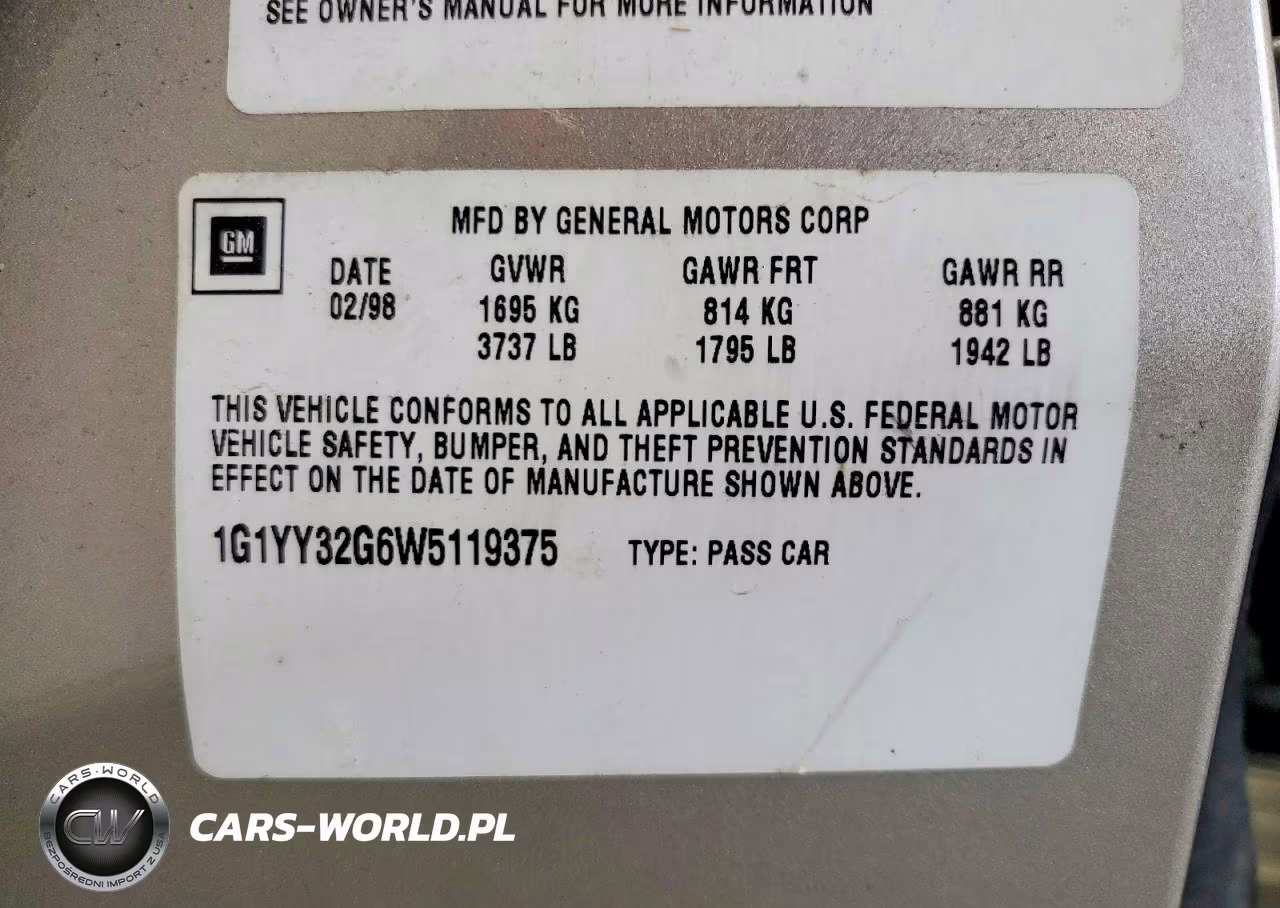 1998 Chevrolet Corvette VIN:1G1YY32G6W5119375 - 12