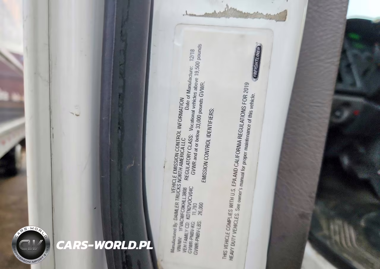 2019 Freightliner Business Class M2 Box Truck VIN:1FVACWFC0KHLL3808 - 12