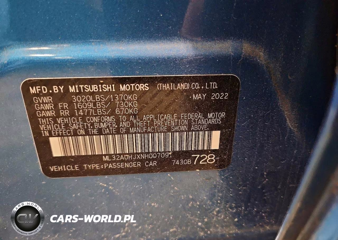 2022 Mitsubishi Mirage Es VIN:ML32AUHJXNH007091 - 13