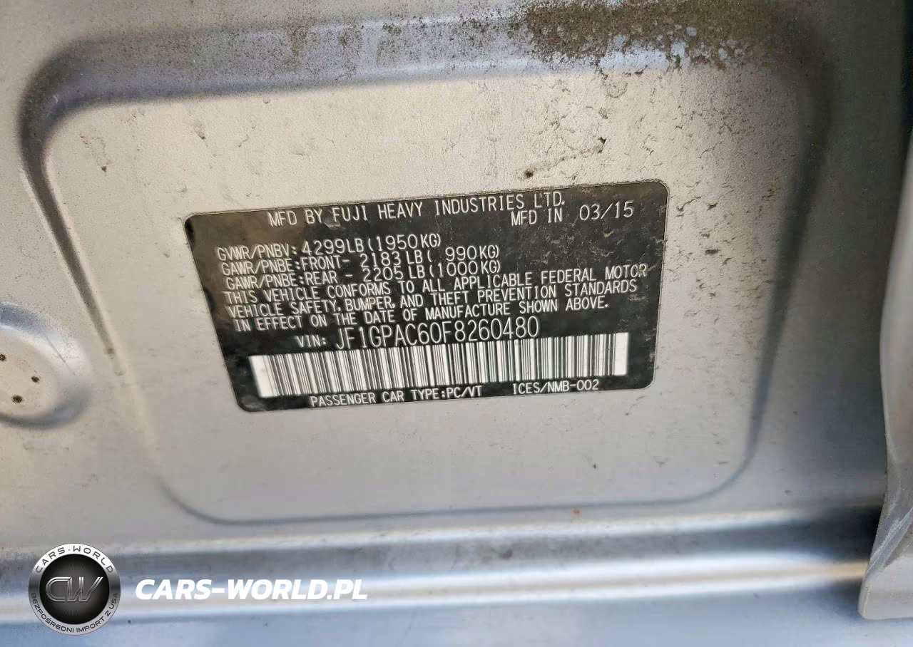 2015 Subaru Impreza Premium VIN:JF1GPAC60F8260480 - 12