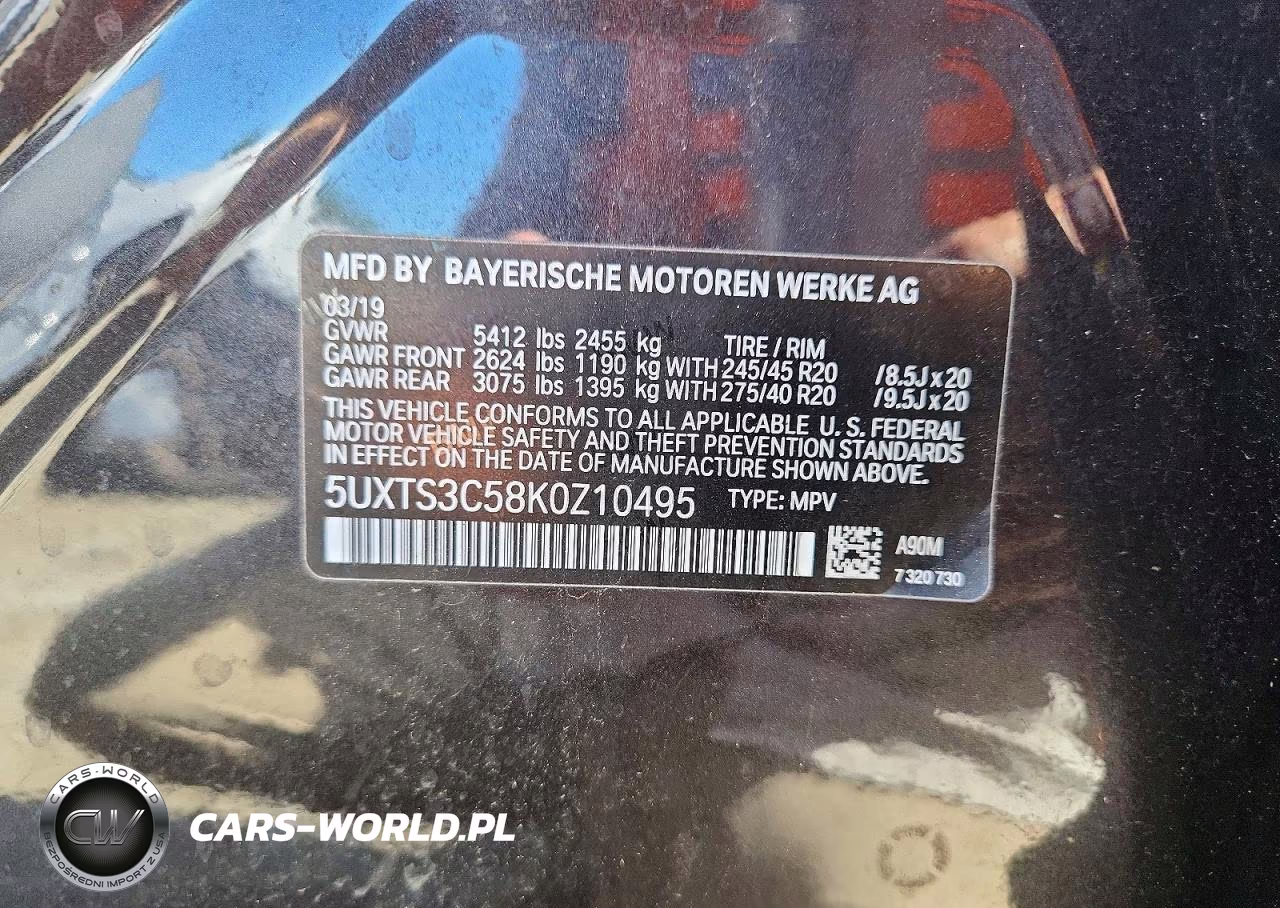 2019 BMW X3 xDrivem40I VIN:5UXTS3C58K0Z10495 - 13