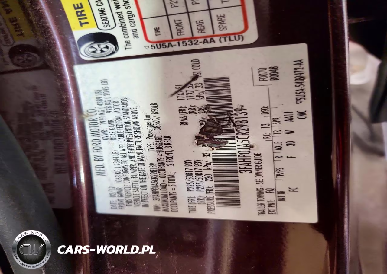 2012 Ford Fusion VIN:3FAHP0JA5CR298139 - 12