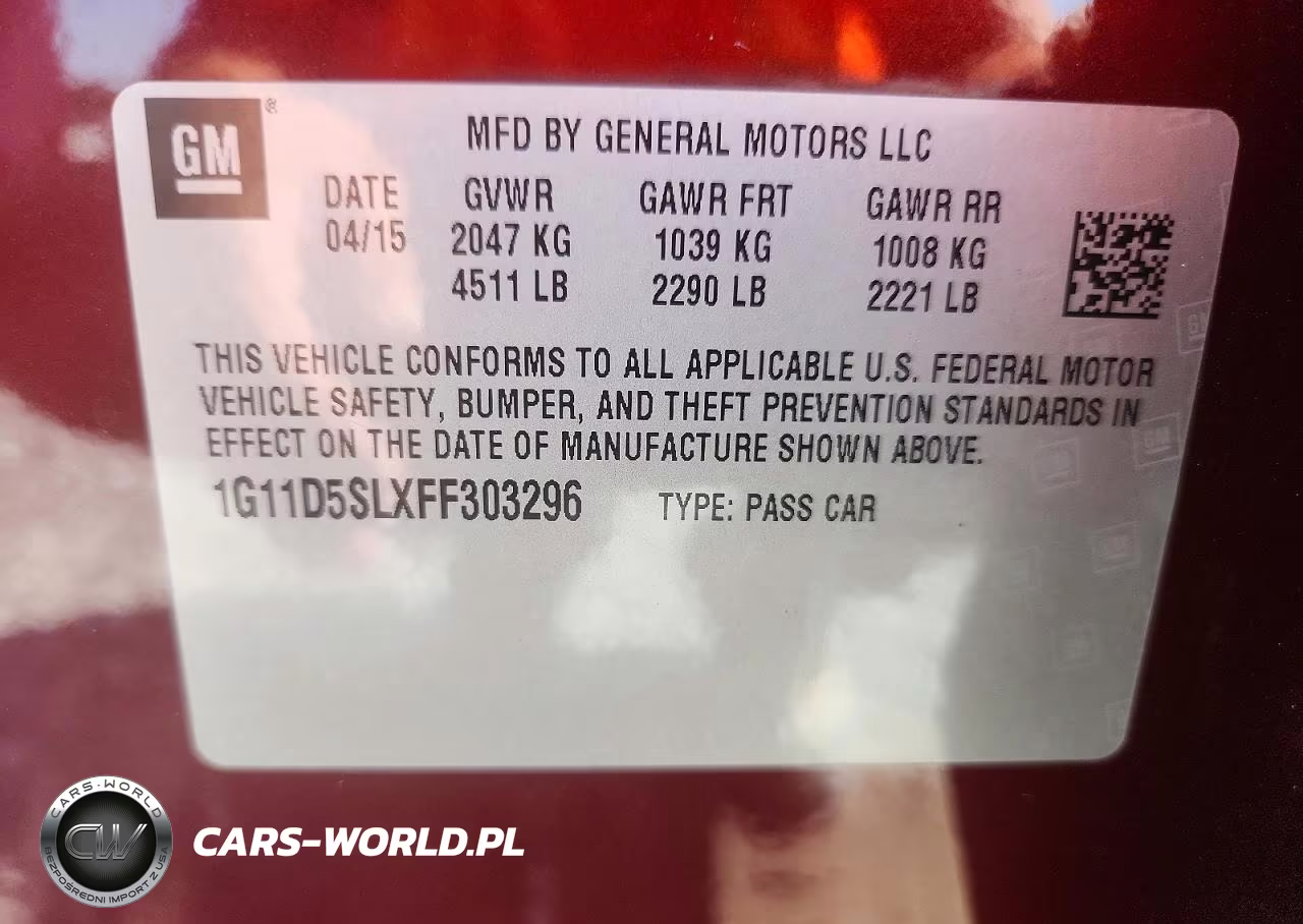 2015 Chevrolet Malibu 2Lt VIN:1G11D5SLXFF303296 - 13
