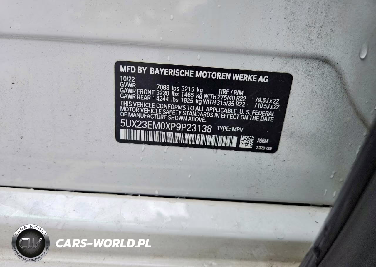 2023 BMW X7 xDrive40I VIN:5UX23EM0XP9P23138 - 12