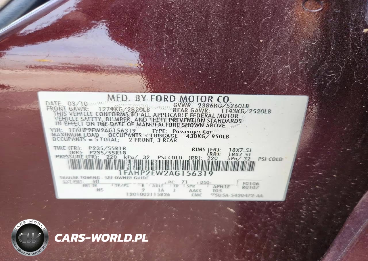 2010 Ford Taurus Sel VIN:1FAHP2EW2AG156319 - 13