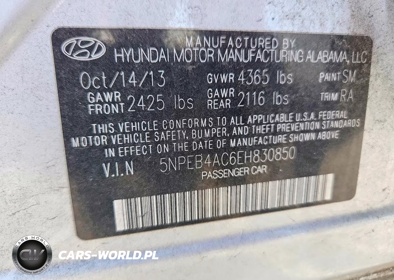 2014 Hyundai Sonata Gls VIN:5NPEB4AC6EH830850 - 13